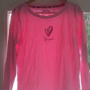 Pink long sleeve life is good t shirt